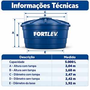 Caixa d Água De Polietileno 5.000L Fortlev