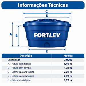 Caixa d Água De Polietileno 3.000L Fortlev
