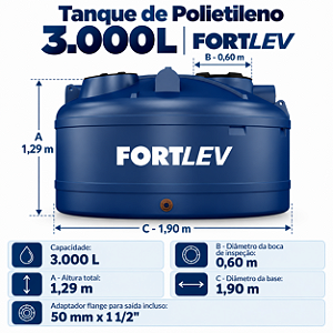 Tanque de Polietileno 3.000L Fortlev