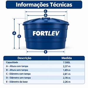 Caixa d Água De Polietileno 7.500L Fortlev