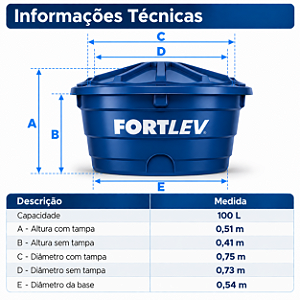 Caixa d Água De Polietileno 100L Fortlev
