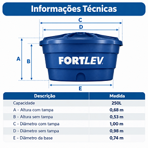 Caixa d Água De Polietileno 250L Fortlev