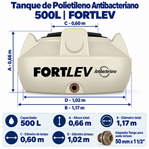 Tanque Polietileno Antibacteriana 500L Fortlev