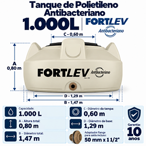 Tanque Polietileno Antibacteriana 1.000L Fortlev