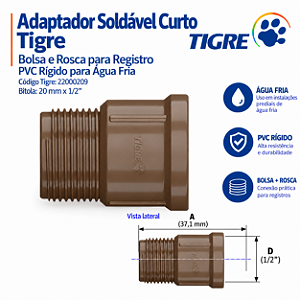 Adaptador Soldável C/ Bolsa E Rosca 20 mm X 1/2'' Tigre