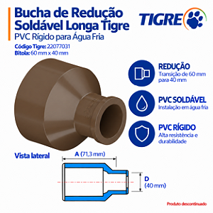 Bucha Soldável De Redução Longa 60 mm X 40 mm Tigre