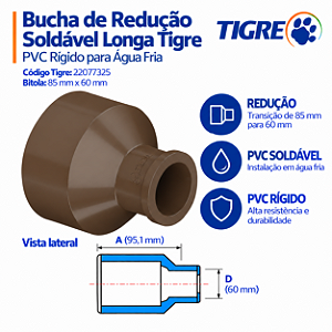 Bucha Soldável De Redução Longa 85 mm X 60 mm Tigre