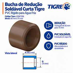 Bucha Soldável De Redução Curta 85 mm X 75 mm Tigre