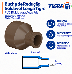 Bucha Soldável De Redução Longa 32 mm X 20 mm Tigre