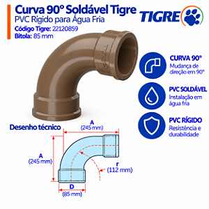 Curva 90º Soldável 85 mm Tigre