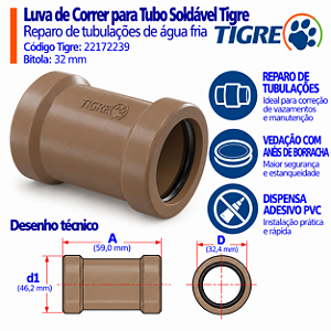 Luva De Correr P/ Tubo Soldável 32 mm Tigre