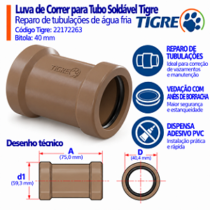 Luva De Correr P/ Tubo Soldável 40 mm Tigre