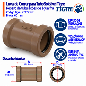 Luva De Correr P/ Tubo Soldável 60 mm Tigre