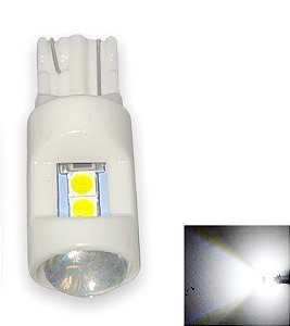 LAMPADA T10 6 LED W5W BRANCO 12V PORCELANA CREE