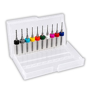 JOGO COM 10 MICRO BROCAS 0,3MM A 1,2MM PARA MICRO RETIFICA