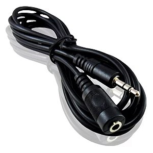 CABO DE AUDIO P2 MACHO STEREO X J2 FEMEA STEREO 1,8M PRETO