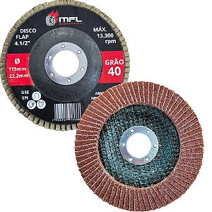 DISCO DE LIXAS TIPO FLAP 115MM PARA LIXADEIRAS, GRAO 40