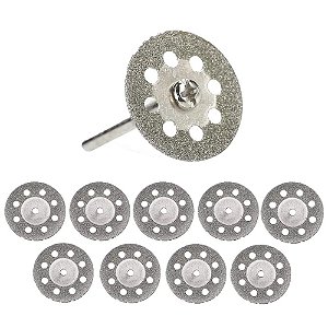 JOGO 10 MINI DISCOS DIAMANTADOS 22MM CORTE MICRO RETIFICA