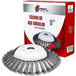 ESCOVA DE AÇO CIRCULAR PARA ROÇADEIRA UNIVERSAL 8 POLEGADAS