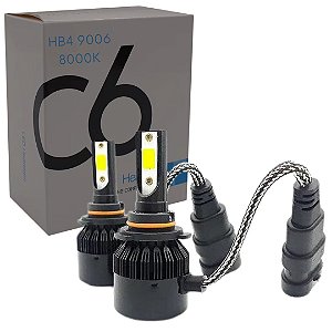 PAR LAMPADAS SUPERLED C6 BLACK MODELO HB4 9006 12V 24V 8000K