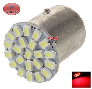 LAMPADA 22 LED BAY15D 2 POLO P21/5W 1157 1034 VERMELHO 3014 24V