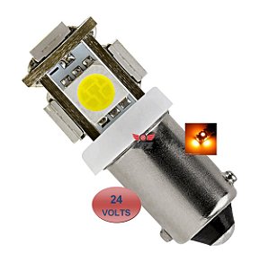 LAMPADA BA9S 5 LED T4W 69 AMARELO 24V