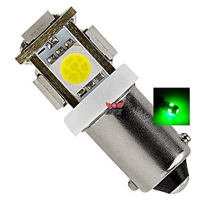 LAMPADA BA9S 5 LED T4W 69 VERDE 12V