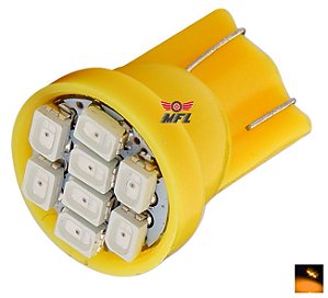 LAMPADA T10 8 LED W5W AMARELO 12V