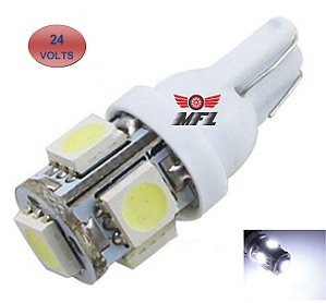 LAMPADA T10 5 LED W5W BRANCO 5050 24V