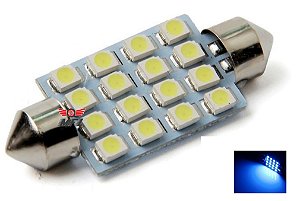 LAMPADA TORPEDO 16 LED C5W 41 MM AZUL 12V