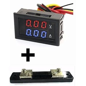 VOLTIMETRO E AMPERIMETRO + SHUNT DC 0-100V 0-50A