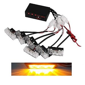 JOGO LED STROBO 6X3 12V LARANJA ALERTA EMERGENCIA