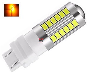 LAMPADA T25 CREE 33 LED 1 E 2 POLO 3156 3157 W27W LARANJA 12V