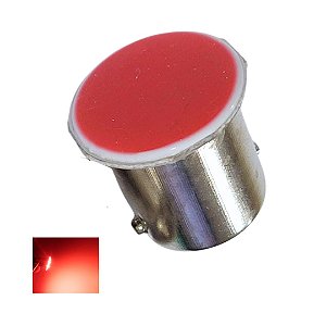 LAMPADA COB LED BA15S 1 POLO P21W 1156 VERMELHO 12V