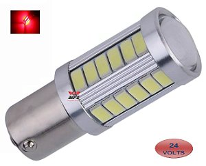 LAMPADA 33 LED CREE BA15S 1 POLO P21W 1156 1141 VERMELHO 24V