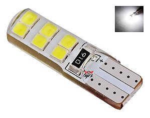 LAMPADA T10 SILICONADA 12 LED W5W BRANCO 12V