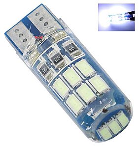 LAMPADA T10 SILICONADA 15 LED W5W BRANCO 12V