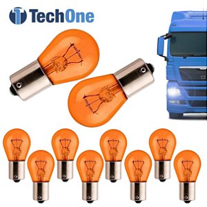 CAIXA C/ 10 LAMPADA BAU15S 1056 HALOGENA 1 POLO PY21W TECHONE 24V