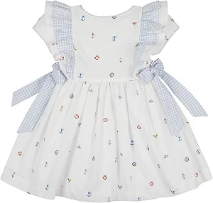 Vestido âncora com vichy azul - Bárbara Kids