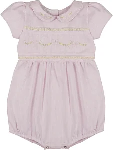 Romper Bordado Floral em Linho - Bárbara Kids