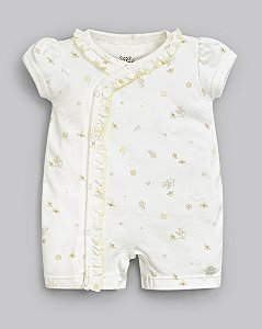 Macacão Curto Estampado Em Suedine Pima Amarelo Abelha - Anjos Baby