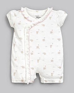 Macacão Curto Estampado Em Suedine Pima Rosa Elefante - Anjos Baby