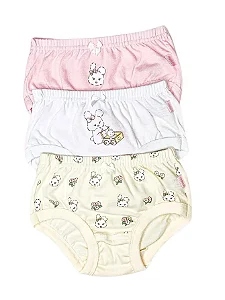 Kit 3 Calcinhas Bebê Tapa Fralda Estampada com viés de punho de lycra - 100 % Algodão Luna