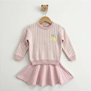 Conjunto Infantil de Tricô Limão Rosa - Minilady