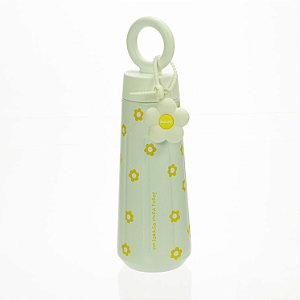 Garrafa Isotérmica 450 ml, c/ Dupla Camada de Aço Inox Florzinha Amarela - Florie