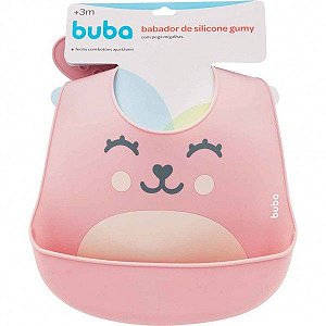 Babador de Silicone Com Pega Migalhas Gumy Rosa - Buba