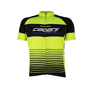 Camisa de Ciclismo Manga Curta Maculina Black Fluor Cabani