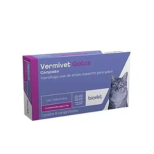 Vermífugo Vermivet para Gatos Composto Biovet 4 comprimidos