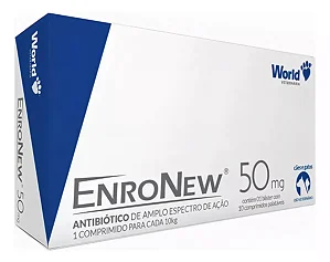 Enronew 50mg Cães e Gatos C/10 Comprimidos - World Enrofloxacina