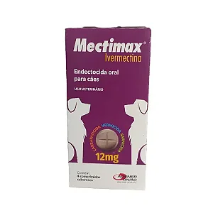Mectimax Invermectina 12mg para Cães Agener União 04 Comp.